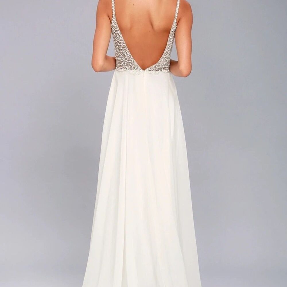 Lulus Luxe True Love White Beaded Rhinestone Maxi Dress